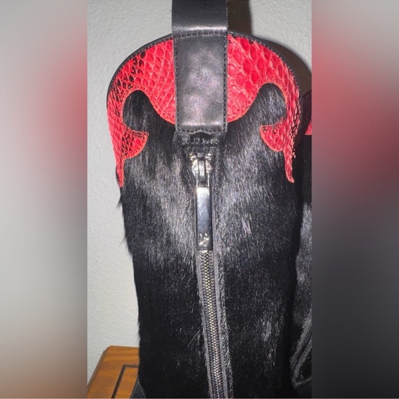 Donald J. Pliner Black and Red Heeled Boots - Picture 5 of 16